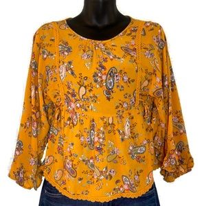 Art class Sleeve Gauze Boho Top size medium